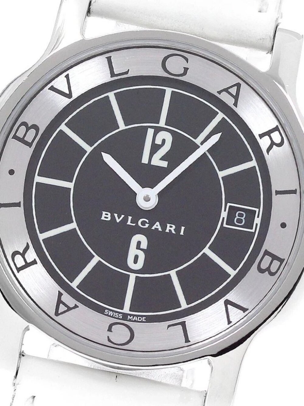 BVLGARI Solo tempo ST35S Date Black / Silver Dial Quartz Men's Watch